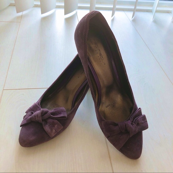 EUC Purple Suede Pumps with Bow - Picture 1 of 6